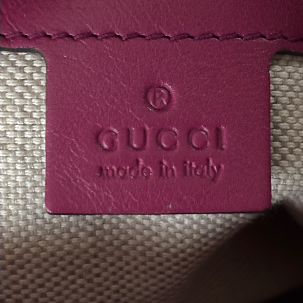 Gucci Soho Patent Leather Top Handle Bag Fuchsia Pink Interlocking G - Picture 11 of 14